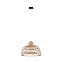 EGLO Ausnby Hanging Light Made Of Wood, Natural