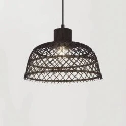 EGLO Ausnby Hanging Light Made Of Wood, Black