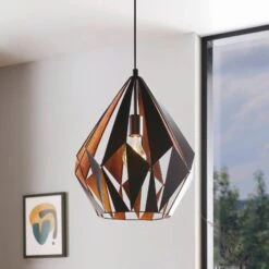EGLO Carlton Hanging Light, Black/copper, Ø 38.5 Cm