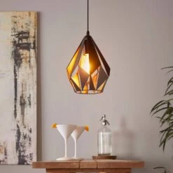 EGLO Carlton Hanging Light, Black/copper, Ø 20.5 cm