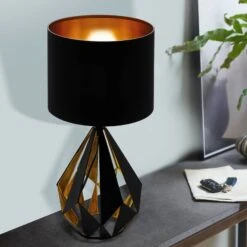 EGLO Carlton 2 Table Lamp, Black And Copper