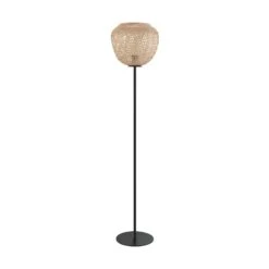 EGLO Dembleby Floor Lamp In Natural Wood