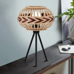 EGLO Dondarrion Table Lamp, Tripod, Natural/wine Red -EGLO Store 3032794 2