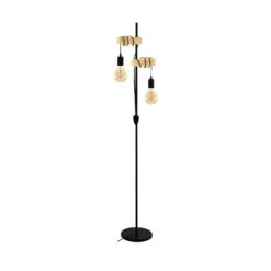 EGLO Townshend Floor Lamp 2-bulb Black/light Wood