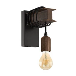 EGLO Townshend Wall Light In Steel, Brown