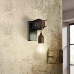 EGLO Townshend Wall Light In Steel, Brown -EGLO Store 3032803 3