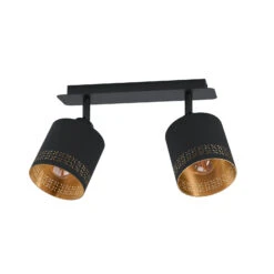 EGLO Esteperra Ceiling Light, Black/gold, 2-bulb