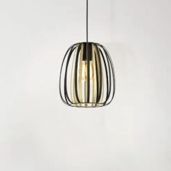 EGLO Encinitos Hanging Light, Black/brass, Ø 25,5 Cm
