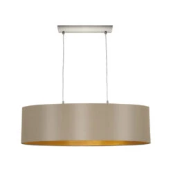 EGLO Maserlo 2 Light 31 Inch Matte Nickel Pendant Ceiling Light, Cappucino And Gold Shade