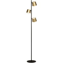 EGLO Altamira 62 Inch 5.00 Watt Structured Black And Brass Floor Lamp Portable Light