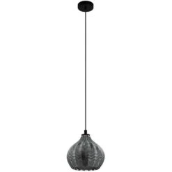 EGLO Tamallat 1 Light 9 Inch Structured Black Pendant Ceiling Light