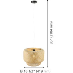 EGLO Hettonle 1 Light 16.5 Inch Natural Pendant Ceiling Light -EGLO Store 43868a diagram