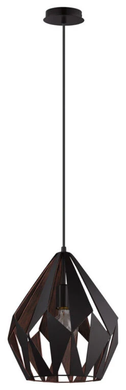 EGLO Carlton 1 1 Light 12 Inch Black And Copper Pendant Ceiling Light
