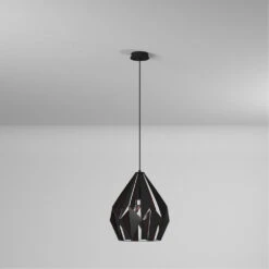 EGLO Carlton 1 1 Light 12 Inch Black And Copper Pendant Ceiling Light -EGLO Store 49254a bb 03