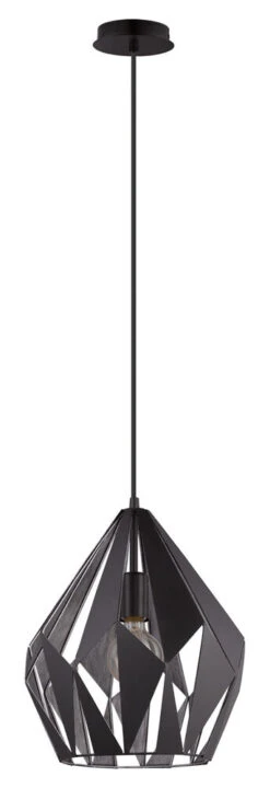 EGLO Carlton 1 1 Light 12 Inch Black And Silver Pendant Ceiling Light