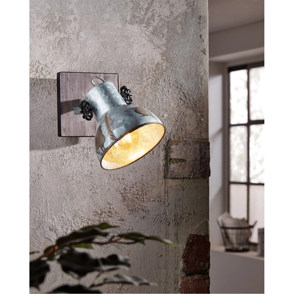 EGLO Barnstaple 1 Light 12 Inch Distressed Zinc And Black Wall Sconce Wall Light 2 EGLO Barnstaple 1 Light 12 Inch Distressed Zinc And Black Wall Sconce Wall Light - Image 2