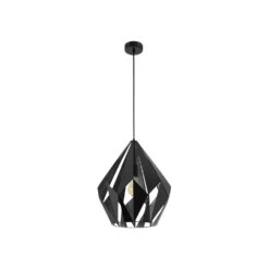 EGLO Carlton 1 1 Light 15 Inch Matte Black And Silver Pendant Ceiling Light