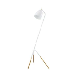 EGLO Westlinton 59 Inch 60.00 Watt White And Gold Leaf Floor Lamp Portable Light
