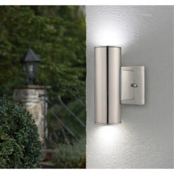 EGLO Riga 2 Light 8 Inch Stainless Steel Outdoor Sconce -EGLO Store 84002a app 03