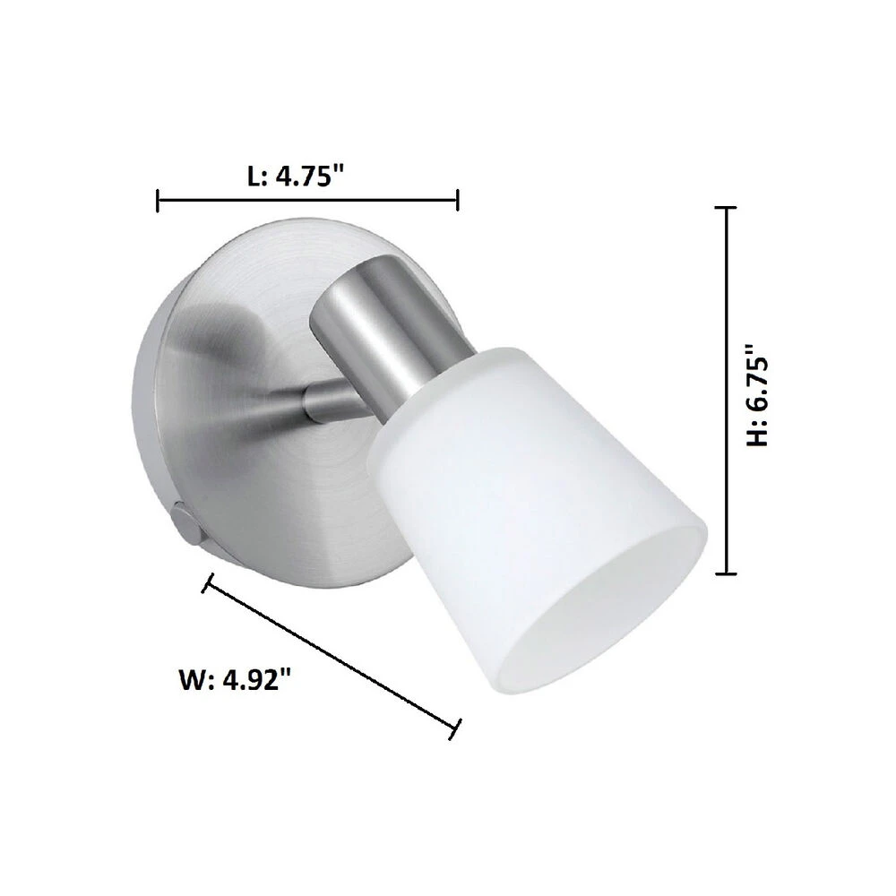 EGLO Gino 1 Light 5 Inch Matte Nickel Wall Spot Wall Light 2 EGLO Gino 1 Light 5 Inch Matte Nickel Wall Spot Wall Light - Image 2