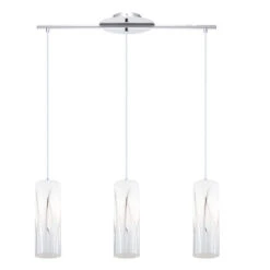 EGLO Rivato 3 Light 28 Inch White And Chrome Pendant Ceiling Light