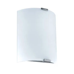 EGLO Grafik LED 11 Inch Silver ADA Wall Light, White Glass