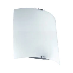 EGLO Grafik LED 7 Inch Silver ADA Wall Light, White Glass