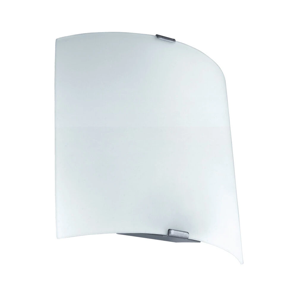 EGLO Grafik LED 7 Inch Silver ADA Wall Light, White Glass 1 EGLO Grafik LED 7 Inch Silver ADA Wall Light, White Glass