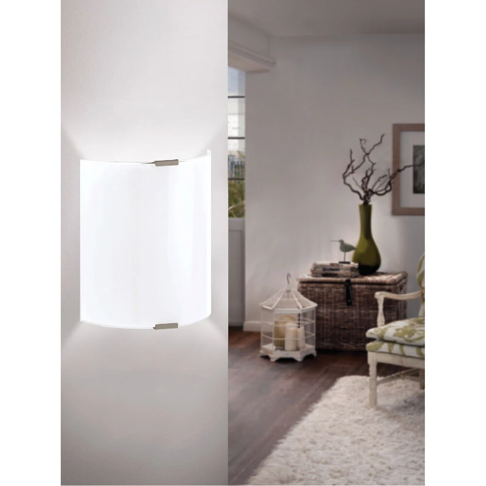 EGLO Grafik LED 7 Inch Silver ADA Wall Light, White Glass 2 EGLO Grafik LED 7 Inch Silver ADA Wall Light, White Glass - Image 2