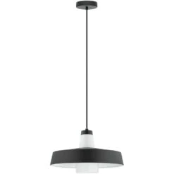 EGLO Tabanera 1 Light 14 Inch Black And White Pendant Ceiling Light