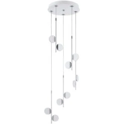 EGLO Olindra LED 15 Inch White And Chrome Cascade Pendant Ceiling Light