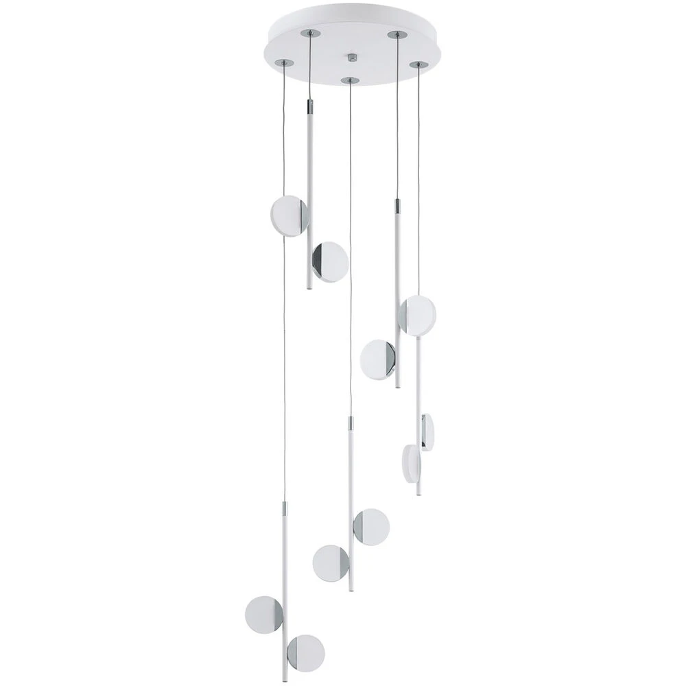 EGLO Olindra LED 15 Inch White And Chrome Cascade Pendant Ceiling Light 1 EGLO Olindra LED 15 Inch White And Chrome Cascade Pendant Ceiling Light