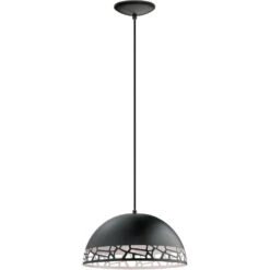 EGLO Savignano 1 Light 15 Inch Matte Black And White Pendant Ceiling Light