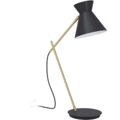 EGLO Amezaga 21 Inch 60.00 Watt Structured Black And Brushed Brass Table Lamp Portable Light