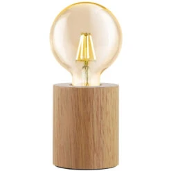 EGLO Turialdo 4 Inch Natural Wood Table Lamp Portable Light