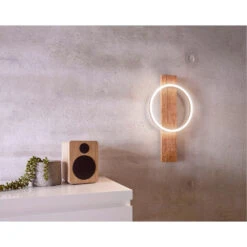 EGLO Boyal LED 5 Inch Brushed Pine Wood Wall Sconce Wall Light -EGLO Store 99353a app 03