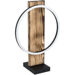 EGLO Boyal 17 Inch 12.00 Watt Brushed Pine Wood Table Lamp Portable Light