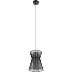 EGLO Maseta 1 Light 9 Inch Structured Black Pendant Ceiling Light