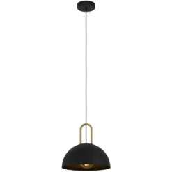 EGLO Calmanera 1 Light 13 Inch Structured Black And Brushed Brass Pendant Ceiling Light
